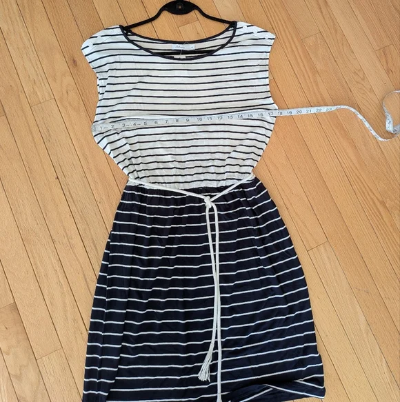 Reitmans Navy And White Nautical Striped Jersey Dress S - Picture 6 of 6